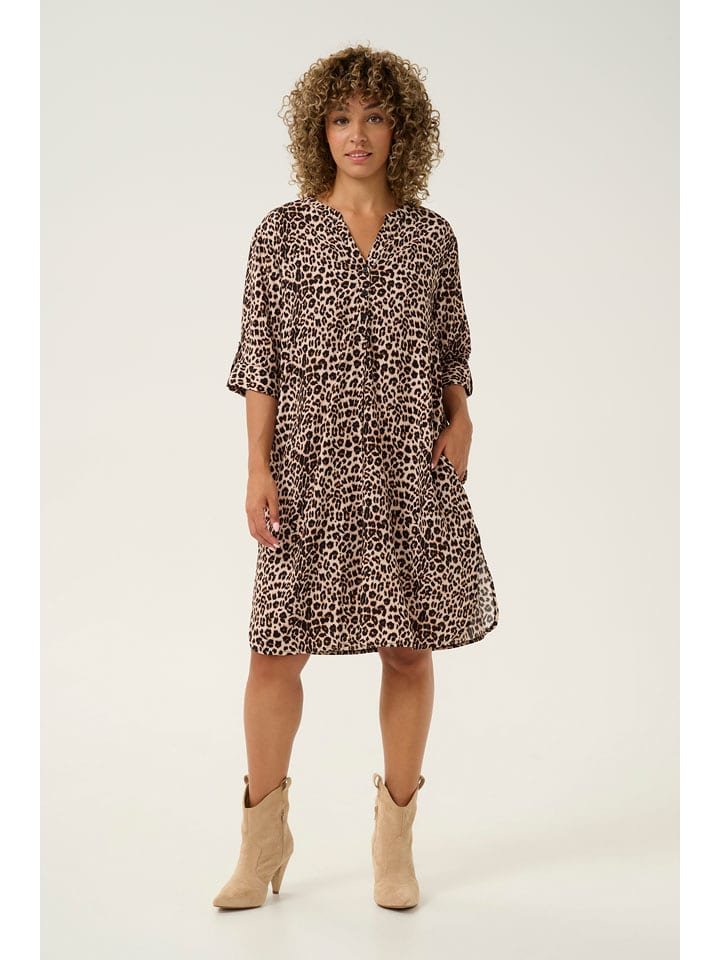 Cream Sukienka w kolorze jasnobrązowo-czarnym