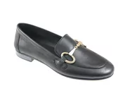 Baleriny - Skórzane lordsy damskie Ravini E246-1czarny - miniaturka - grafika 1