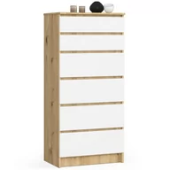 Komody - Komoda do salonu K 60 cm 6 szuflad - dąb artisan-biała - miniaturka - grafika 1