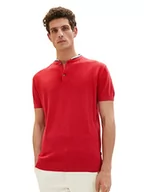 Koszulki męskie - TOM TAILOR Męska koszulka polo z dzianiny ze stójką, 31045 - Soft Berry Red, M - miniaturka - grafika 1