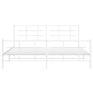 Metalowa rama łóżka z wezgłowiem i zanóżkiem, biała, 183x213 cm Lumarko! - Inne meble do sypialni - miniaturka - grafika 6