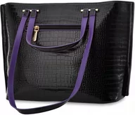 Torebki damskie - Torebka shopper aktówka monnari klasyczna elegancka torba lakierowana croco - miniaturka - grafika 1