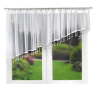 Firany - Firana Gotowa biała krótka z koralikami do kuchni 400x100 Amelia - miniaturka - grafika 1