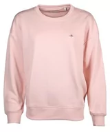 Bluzy damskie - GANT Damska bluza REL Shield C-Neck Sweat, Faded PINK, standardowa, Faded Pink - miniaturka - grafika 1