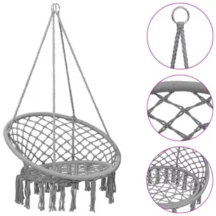 vidaXL Fotel hamakowy 80 cm szary 93157 - Fotele ogrodowe wiszące - miniaturka - grafika 1