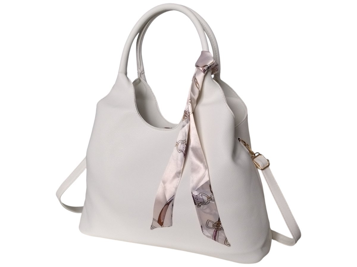 Biała Torba Shopper Na Ramię Duża Torebka Damska W Stylu Miejskim A4