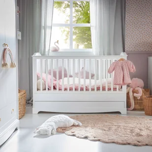 Łóżeczko dziecięce z szufladą 70x140 royal timeless white - Łóżeczka i kojce - miniaturka - grafika 1