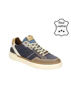 Trampki męskie - Bullboxer Skórzane sneakersy w kolorze granatowo-brązowym - miniaturka - grafika 1