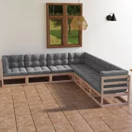 Meble ogrodowe - vidaXL Lumarko 7-cz. ogrodowy zestaw wypoczynkowy z poduszkami, lita sosna 3076554 - miniaturka - grafika 1