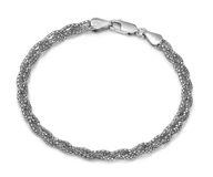 Bransoletki - Srebrna bransoletka rodowana przeplatana warkocz pr925 - miniaturka - grafika 1