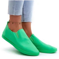Trampki damskie - Damskie Tenisówki Trampki Slip-On Zielone Lovinia 38 - miniaturka - grafika 1