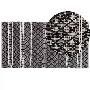 Beliani Dywan skórzany 80 x 150 cm czarny z beżowym FEHIMLI - Dywany - miniaturka - grafika 1