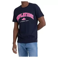 Koszulki męskie - Replay Męski T-shirt z krótkim rękawem 1981 z bawełny organicznej, 085 niebieski, XL - miniaturka - grafika 1