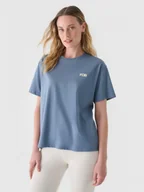 Koszulki sportowe damskie - Damski t-shirt z nadrukiem 4F 4FWAW24TTSHF1648 - niebieski - miniaturka - grafika 1