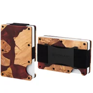 Etui na dokumenty i karty - Aluminiowe etui z gumką na karty zbliżeniowe RFID (drewno + czerwona żywica) - miniaturka - grafika 1