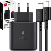 Ładowarki do telefonów - Ładowarka sieciowa USB-C typ C PD Premium szybka 45W 3A + Kabel Type-C 1M Alogy czarna - miniaturka - grafika 1