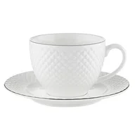 Filiżanki - Filiżanka ze spodkiem Tiffany platinium 260 ml biały - miniaturka - grafika 1
