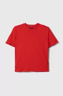 Koszulki dla chłopców - Tommy Hilfiger t-shirt bawełniany dziecięcy kolor czerwony gładki - miniaturka - grafika 1