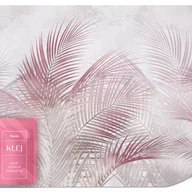 Fototapety - FOTOTAPETA DO SYPIALNI RÓŻOWE LIŚCIE PALMOWE BETON MURAL ABSTRAKCJA 150x105 - miniaturka - grafika 1