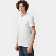 Koszulki sportowe męskie - Męski t-shirt basic 4F 4FSS23TTSHM297 - biały - miniaturka - grafika 1
