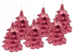 6 x świeczki świąteczne choinka 10cm cała czerwona - Świece - miniaturka - grafika 1
