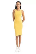 Sukienki - DeFacto Damska sukienka letnia – Bodycon sukienka damska, stylowa i elegancka – letnia sukienka dla kobiet, kobieca i wygodna sukienka, żółty, XS - miniaturka - grafika 1