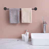 Ręczniki - Wieszak na ręczniki Perforowany wieszak ścienny Haczyk na ubrania Żelazo Czarny Wieszak łazienkowy na ręczniki Metal - miniaturka - grafika 1