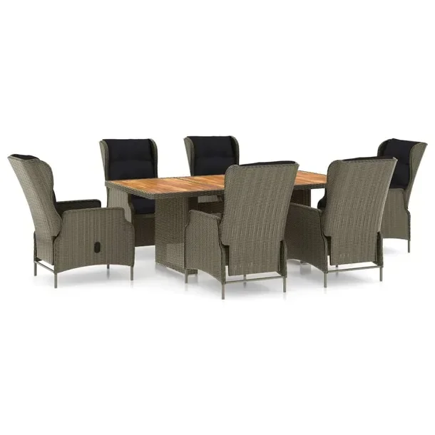 Komplet mebli ogrodowych PE rattan brązowy 6 krzeseł + stół 200x100 cm
