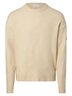 Swetry męskie - Calvin Klein - Sweter męski, beżowy|biały - miniaturka - grafika 1