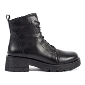 Botki damskie - Skórzane czarne botki na grubej podeszwie Sergio Leone - miniaturka - grafika 1