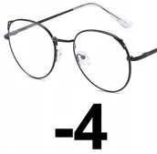Okulary korekcyjne, oprawki, szkła - Okulary metal korekcyjne minusy kocie uszy -4 - miniaturka - grafika 1