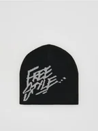 Czapki damskie - Reserved - Czapka z nadrukiem - czarny - miniaturka - grafika 1