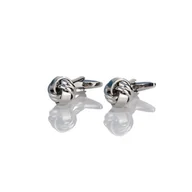Spinki do mankietów i krawatów - Spinki do mankietów klasyczne srebrne supełki EM 1 - EM Men's Accessories - miniaturka - grafika 1