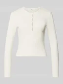 Bluzki damskie - bluzka z długim rękawem o kroju slim fit z mieszanki bawełny model 'FEMKE' - miniaturka - grafika 1