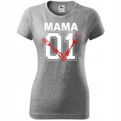 Koszulki i topy damskie - Damska Koszulka na Dzień Mamy Mama numer 1 sztućce na Prezent dla Mamy ciemnoszary melanż L - miniaturka - grafika 1