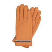 Rękawiczki - Skórzane rękawiczki damskie z przeszyciem karmelowe - miniaturka - grafika 1