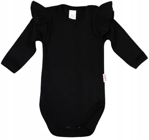 Body długi rękaw z falbanką CZARNE r 86 KLEKLE - Body dla niemowląt - miniaturka - grafika 1