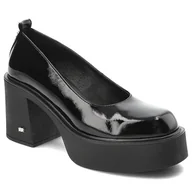 Półbuty damskie - Czarne Półbuty Karino Eleganckie Lakierowane Obuwie Damskie - miniaturka - grafika 1