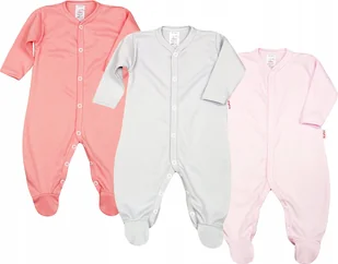 Pajac 3-pak Bawełna ORGANIC GOTS Słodki róż/Popiel/Jasny róż r 80 KLEKLE - Pajacyki dla niemowląt - miniaturka - grafika 1