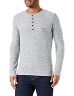 Bluzy męskie - Key Largo Męska bluza Target Button, Szary mel. (1105), XXL - miniaturka - grafika 1