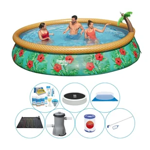 Zestaw basenowy - Bestway Fast Set 457x84 cm okrągły - Tropikalne kwiaty - Baseny ogrodowe - miniaturka - grafika 1