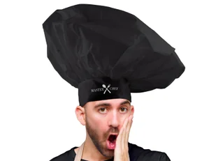 Czapka Kucharz Master Chef XL czarna - 1 szt. - Dodatki do strojów karnawałowych - miniaturka - grafika 1