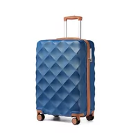 Walizki - British Traveller Średnia walizka 61 cm, trwała twarda obudowa ABS + PC, lekki bagaż rejestrowany z 4 kołami obrotowymi, zamek TSA, zamek błyskawiczny YKK, granatowo-brązowy, granatowy, brązowy, - miniaturka - grafika 1