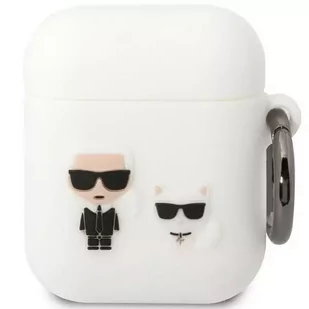 Etui ochronne na słuchawki Karl Lagerfeld do AirPods 1/2 cover biały/white Silicone Karl & Choupette - Akcesoria do słuchawek - miniaturka - grafika 1