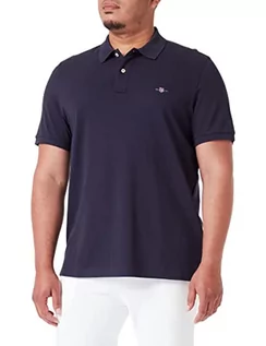 Koszulki męskie - GANT Męska koszulka polo Reg Shield Ss Pique Polo, niebieski (Evening Blue), L - grafika 1