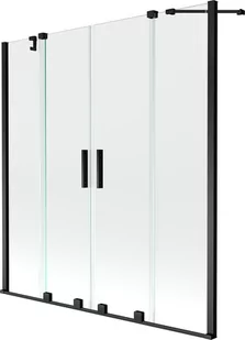 Mexen Velar Duo parawan nawannowy 2-skrzydłowy przesuwny 150 x 150 cm, transparent, czarny - 896-150-000-02-70 - Parawany nawannowe - miniaturka - grafika 1