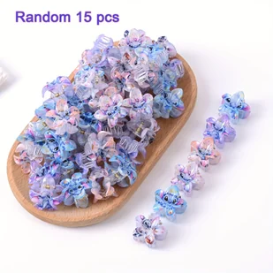 TEMU 15 szt. Kwiatowe Spinki do Włosów - Pastelowy Niebieski, Fioletowy, Różowy, Biały, Codzienne i Formalne Akcesoria do Włosów dla Kobiet, - Ozdoby do włosów - miniaturka - grafika 1