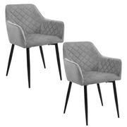 Krzesła - 2x krzesło do jadalni, welurowe, tapicerowane, szary - miniaturka - grafika 1