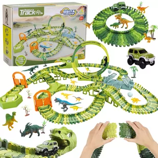 ﻿TOR WYŚCIGOWY PARK DINOZAURÓW mega tor samochodowy auta nie wypadają 324el. - Samochody i pojazdy dla dzieci - miniaturka - grafika 1