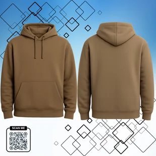 Bluza uniwersalna typu kangurka z kapturem bez nadruku rozmiar XL zieleń wojskowa moro 320g bawełny - Bluzy męskie - miniaturka - grafika 1